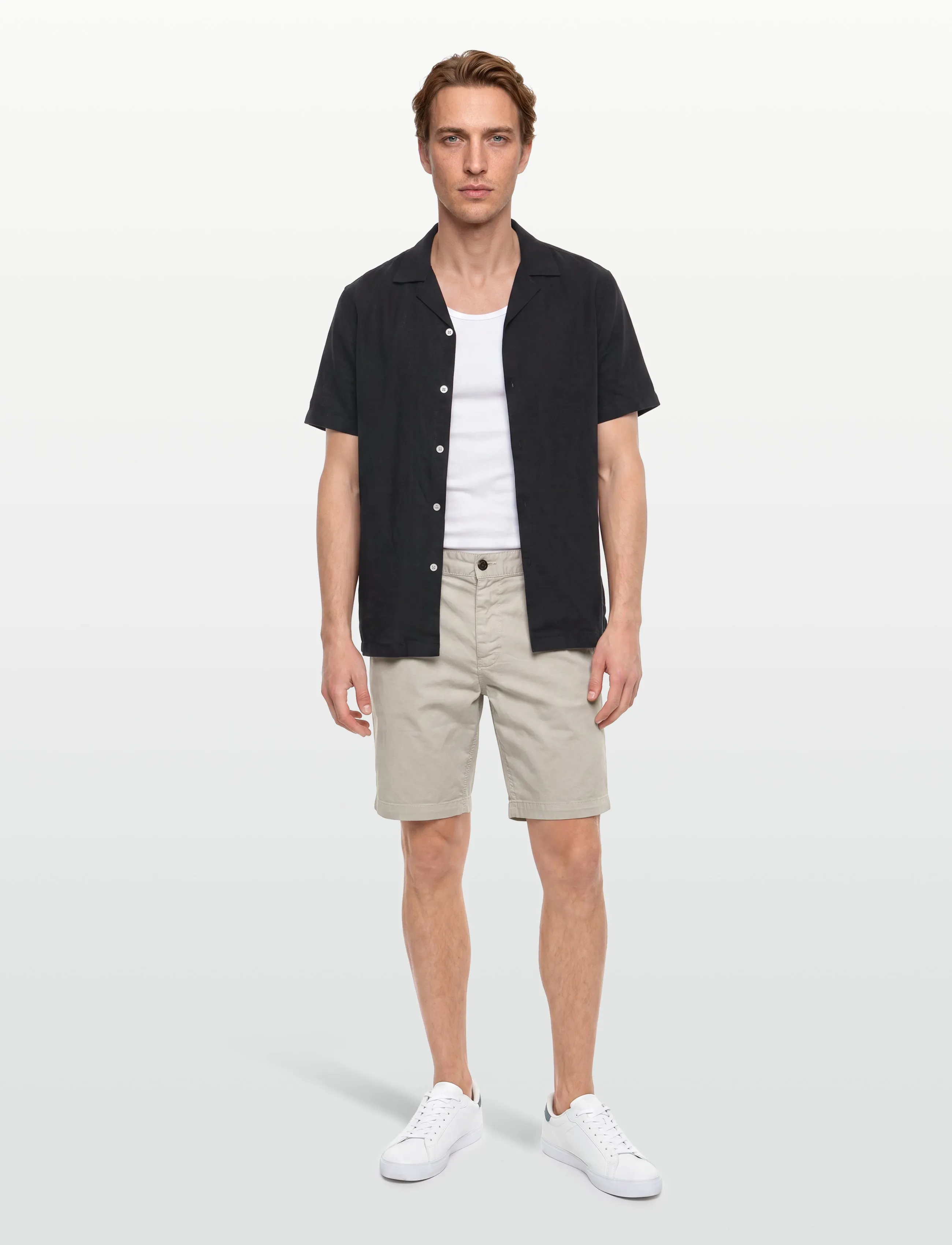 Lindbergh Casual Linen Blend Resort S/Scasual Linen Blend Resort S/S, XL, Black, Skjorter > Kortærmede Shirts, Herre
