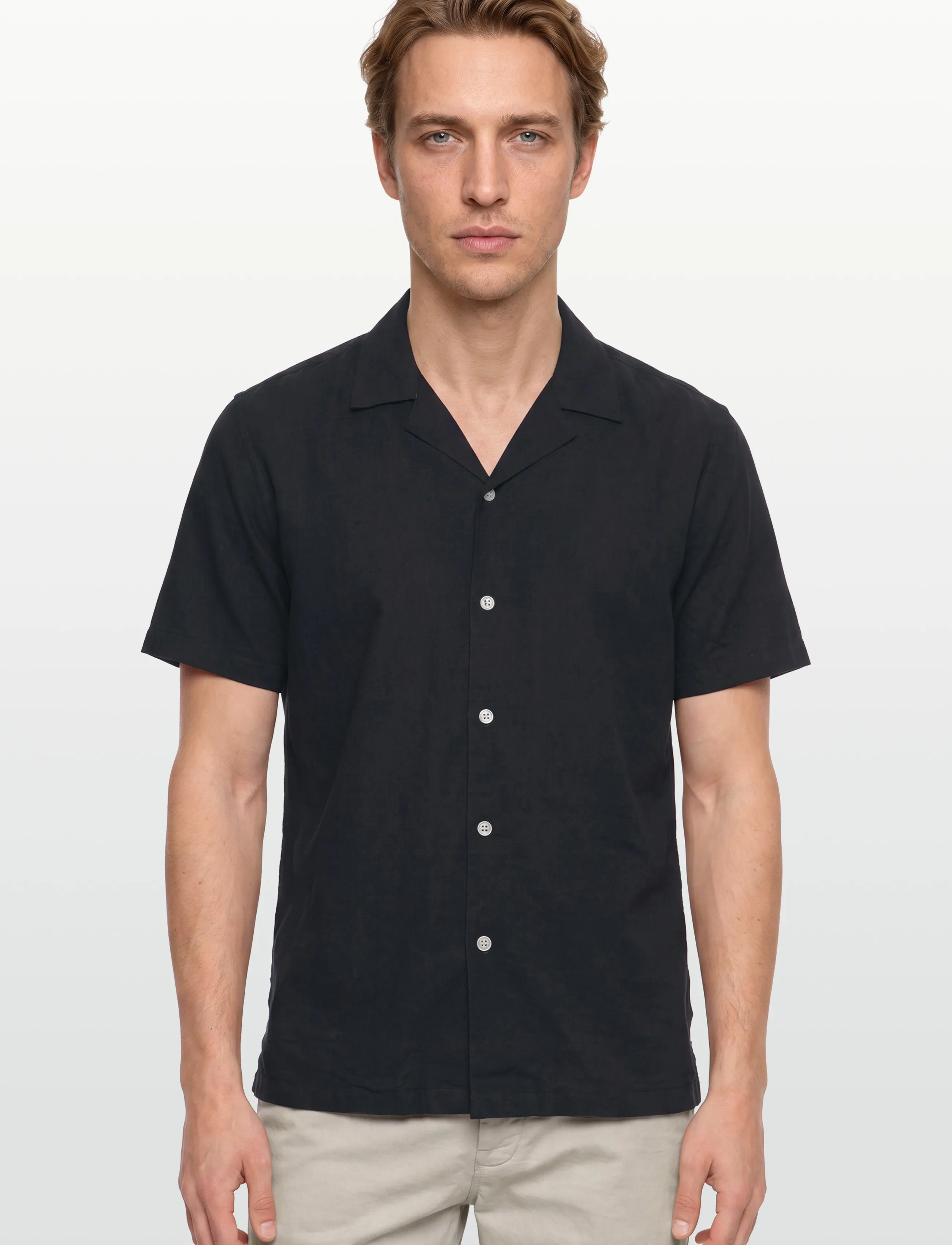 Lindbergh - Casual linen blend resort S/SCasual linen blend resort S/S - kurzarmhemden - black - 3