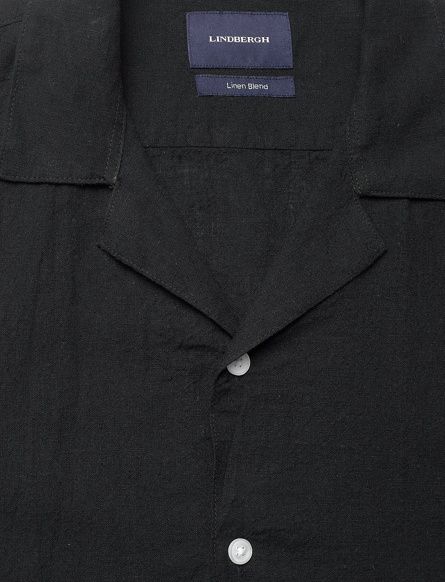 Lindbergh - Casual linen blend resort S/SCasual linen blend resort S/S - short-sleeved shirts - black - 5