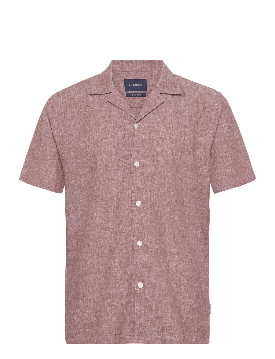 Lindbergh - Casual linen blend resort S/SCasual linen blend resort S/S - short-sleeved shirts - burnt clay - 1