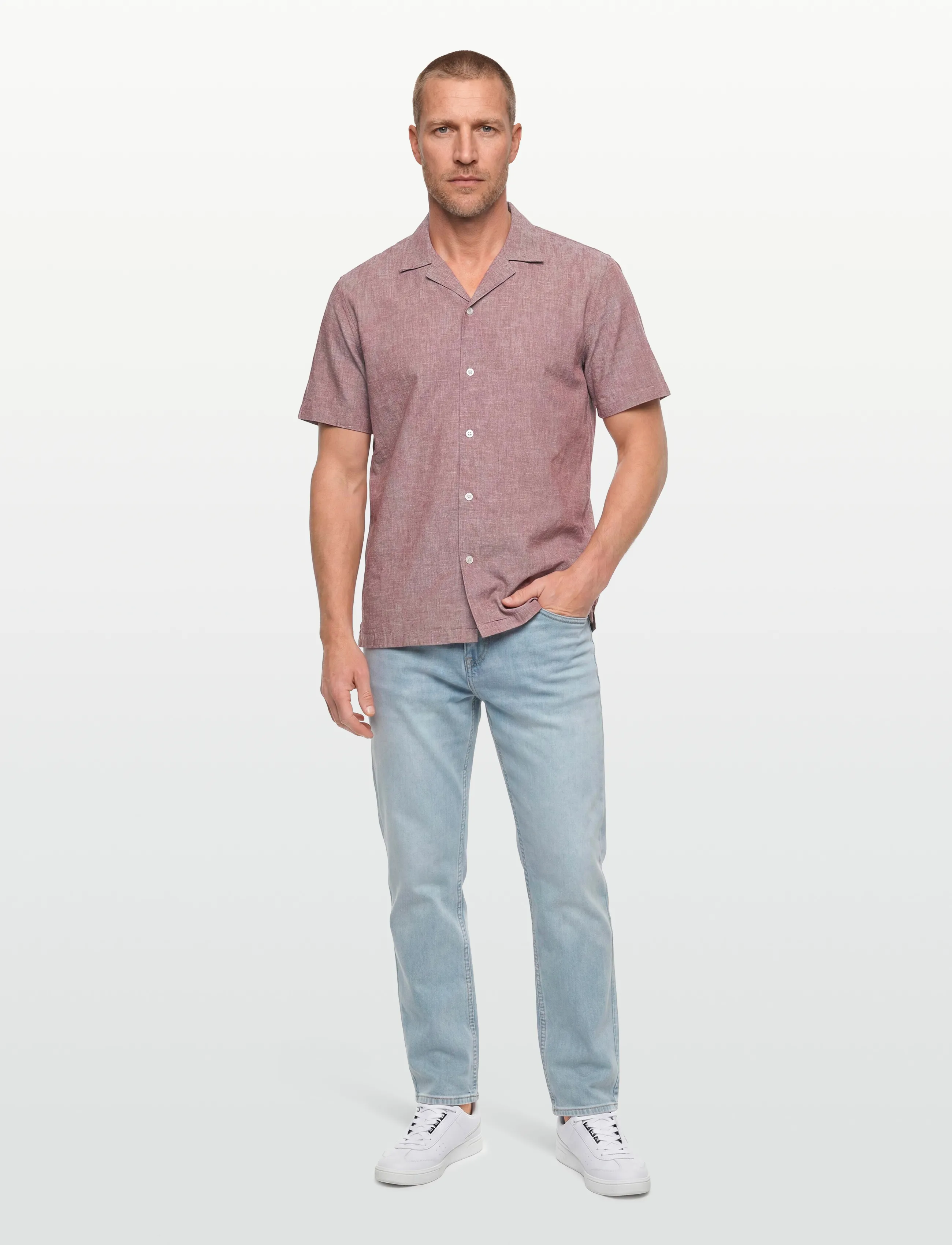 Lindbergh Casual Linen Blend Resort S/Scasual S/S, L, Shirts, Rosa - Short-sleeved Männerswear