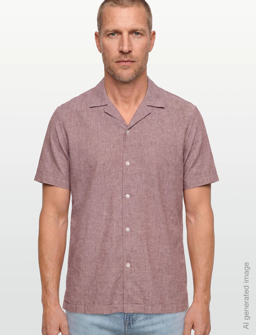 Lindbergh - Casual linen blend resort S/SCasual linen blend resort S/S - short-sleeved shirts - burnt clay - 3