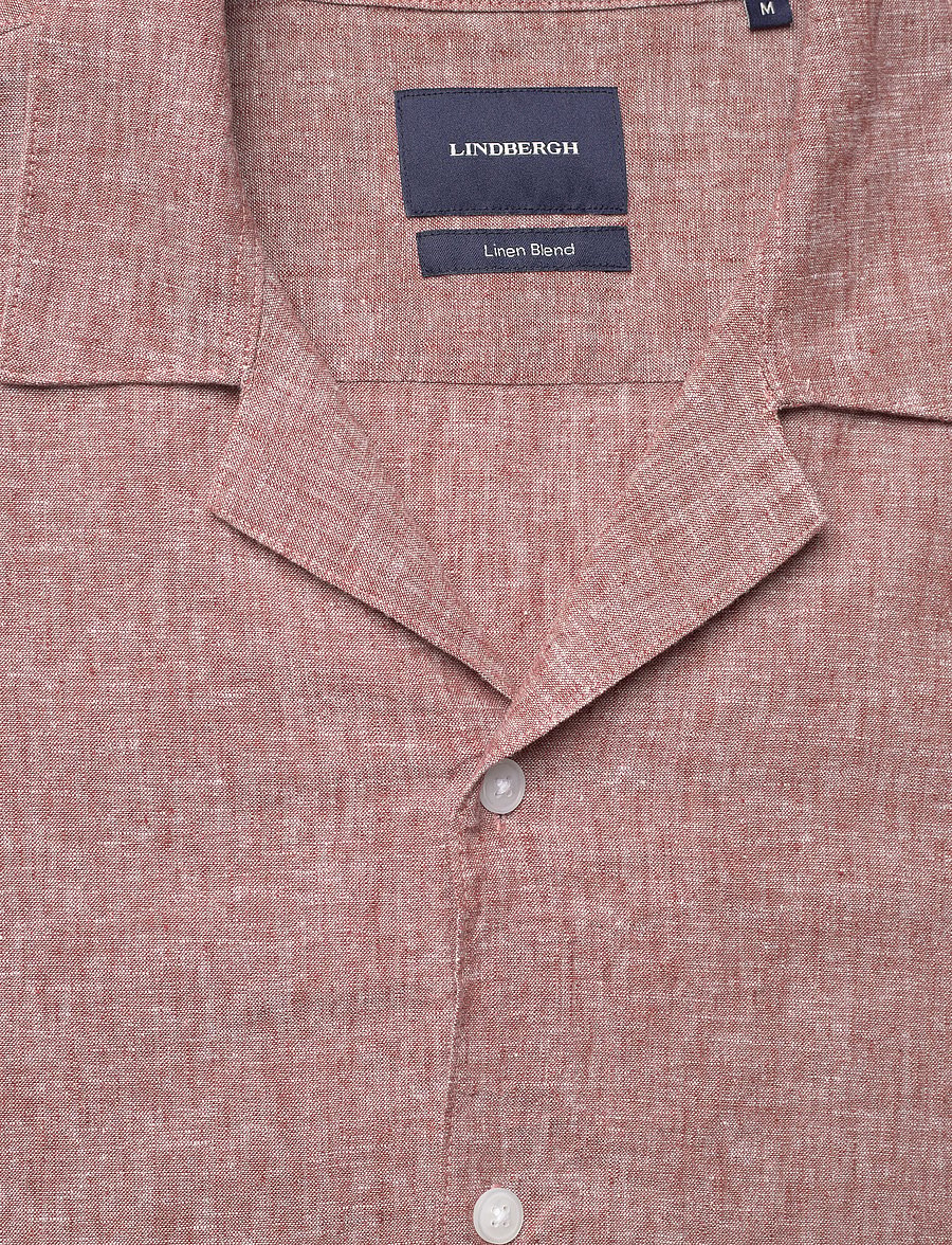 Lindbergh - Casual linen blend resort S/SCasual linen blend resort S/S - short-sleeved shirts - burnt clay - 5