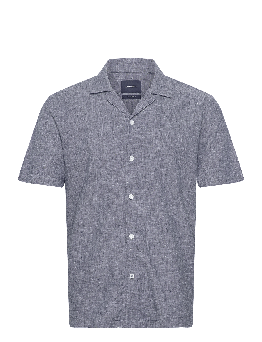 Lindbergh - Casual linen blend resort S/SCasual linen blend resort S/S - chemises à manches courtes - dk blue - 0