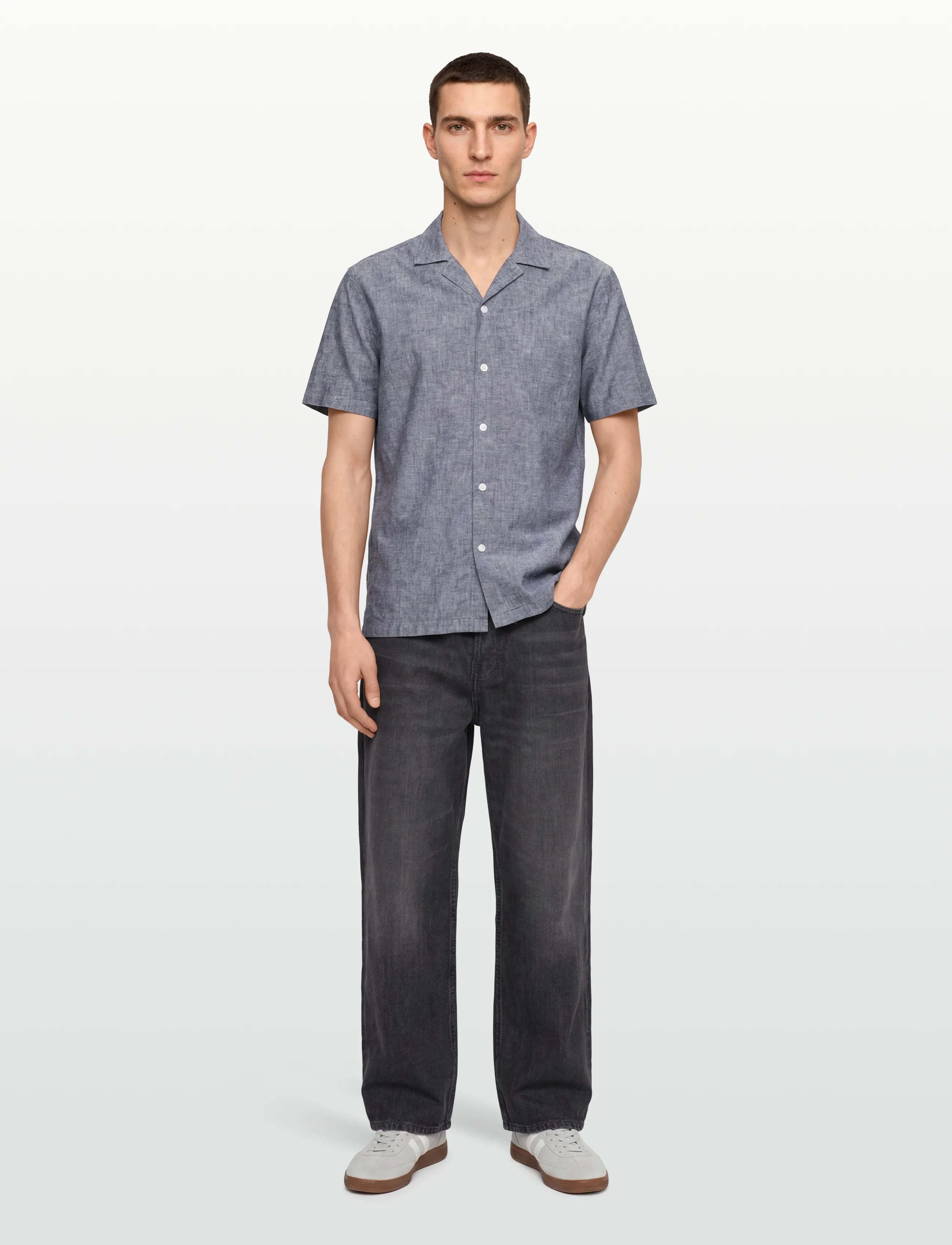 Lindbergh Casual Linen Blend Resort S/Scasual S/S, XXL, Shirts, Marineblau - Short-sleeved Männerswear