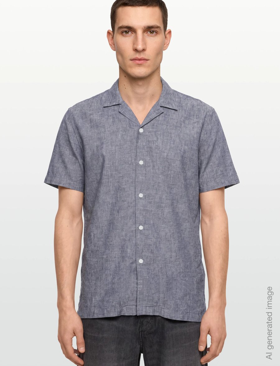 Lindbergh - Casual linen blend resort S/SCasual linen blend resort S/S - kortærmede skjorter - dk blue - 3