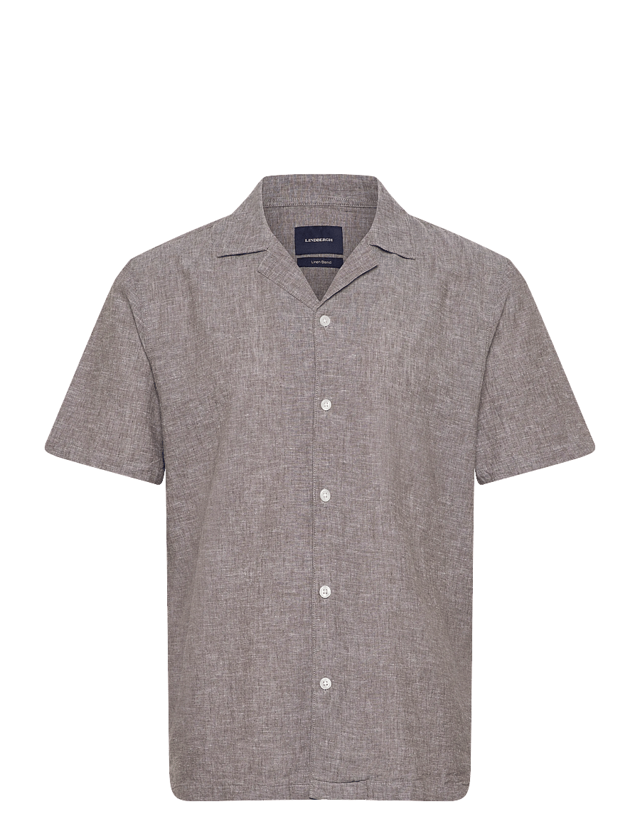 Lindbergh - Casual linen blend resort S/SCasual linen blend resort S/S - short-sleeved shirts - dk stone - 1