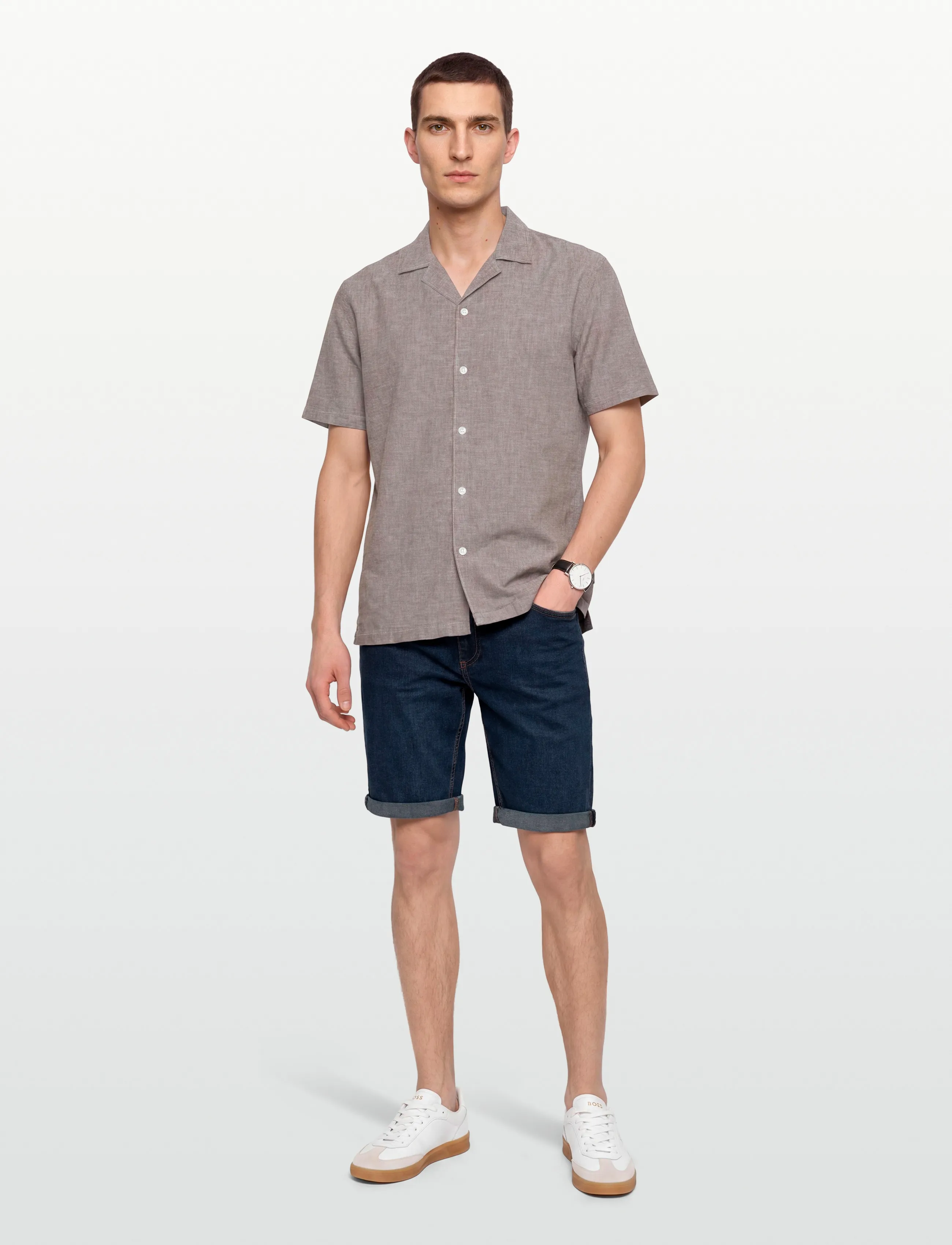 Lindbergh Casual linen blend resort S/SCasual linen blend resort S/S - Skjortor - DK STONE / grey