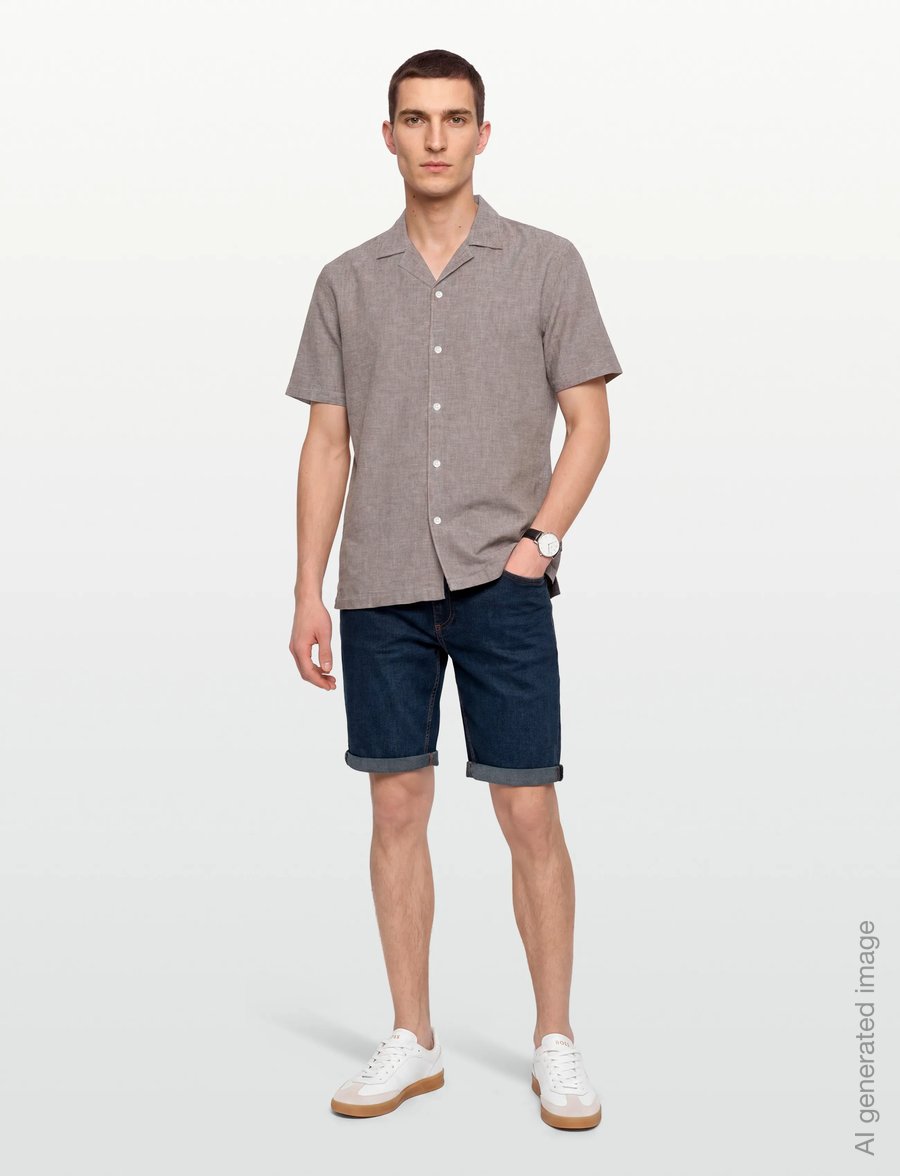Lindbergh - Casual linen blend resort S/SCasual linen blend resort S/S - short-sleeved shirts - dk stone - 0
