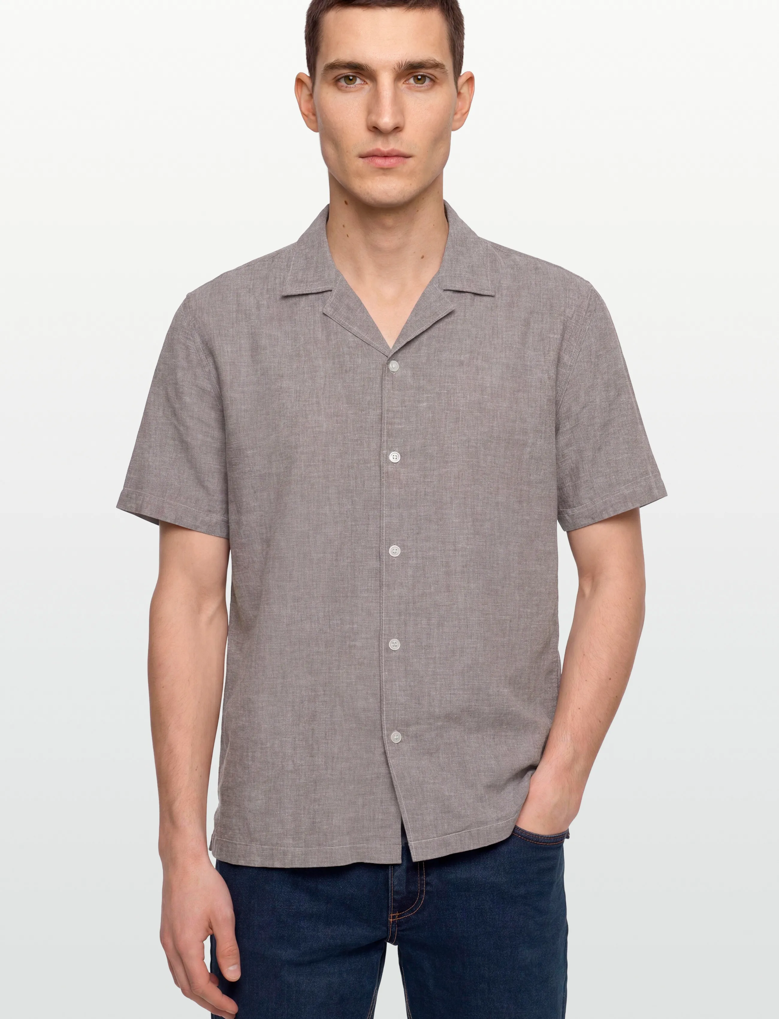 Lindbergh - Casual linen blend resort S/SCasual linen blend resort S/S - kurzarmhemden - dk stone - 3
