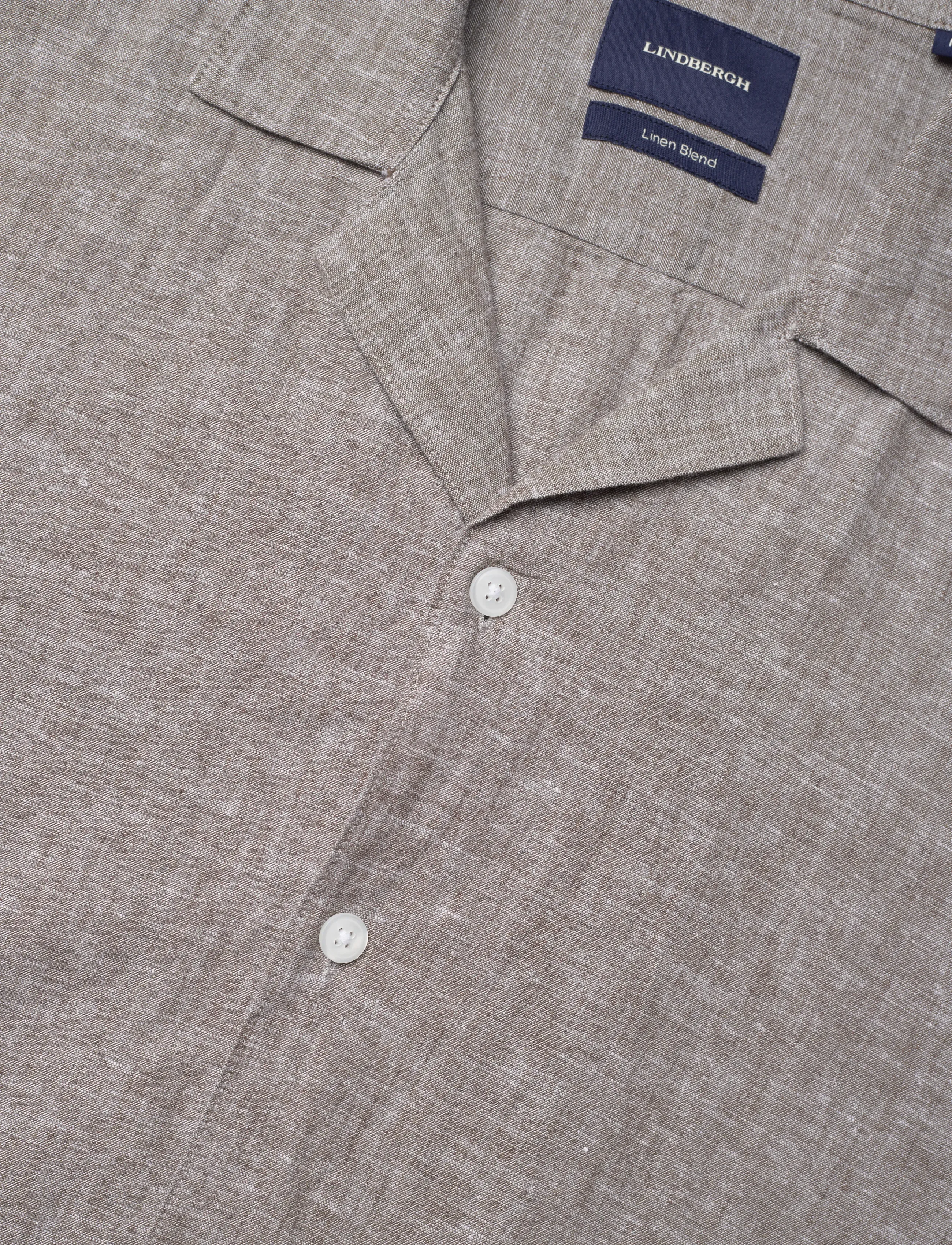 Lindbergh - Casual linen blend resort S/SCasual linen blend resort S/S - kortærmede skjorter - dk stone - 3