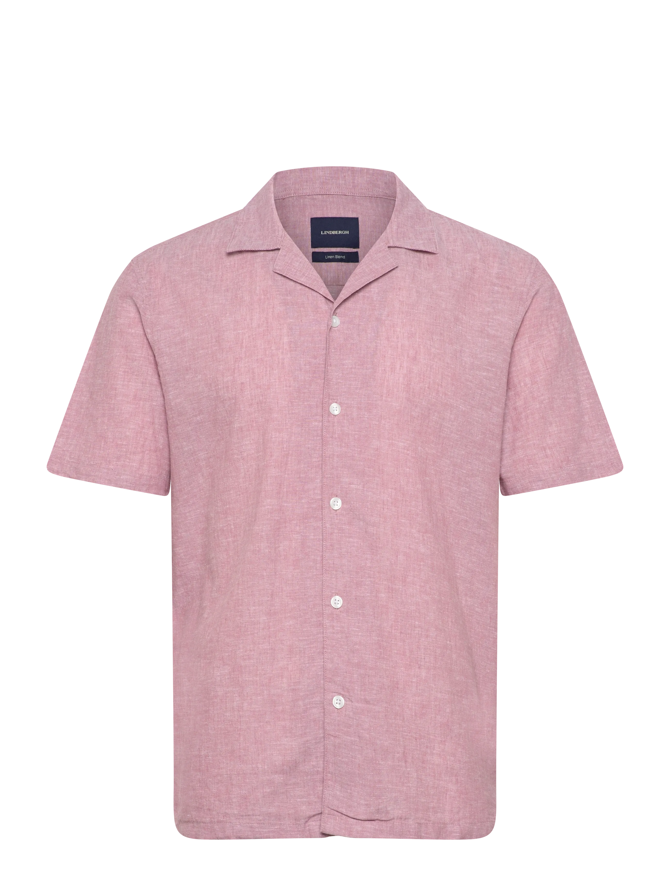 LINDBERGH Casual Linen Blend Resort S/Scasual Linen Blend Resort S/S Pink - XXXL - Herren