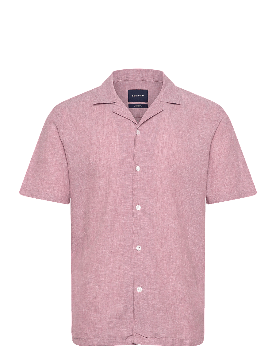 Lindbergh - Casual linen blend resort S/SCasual linen blend resort S/S - short-sleeved shirts - dusty rose - 1