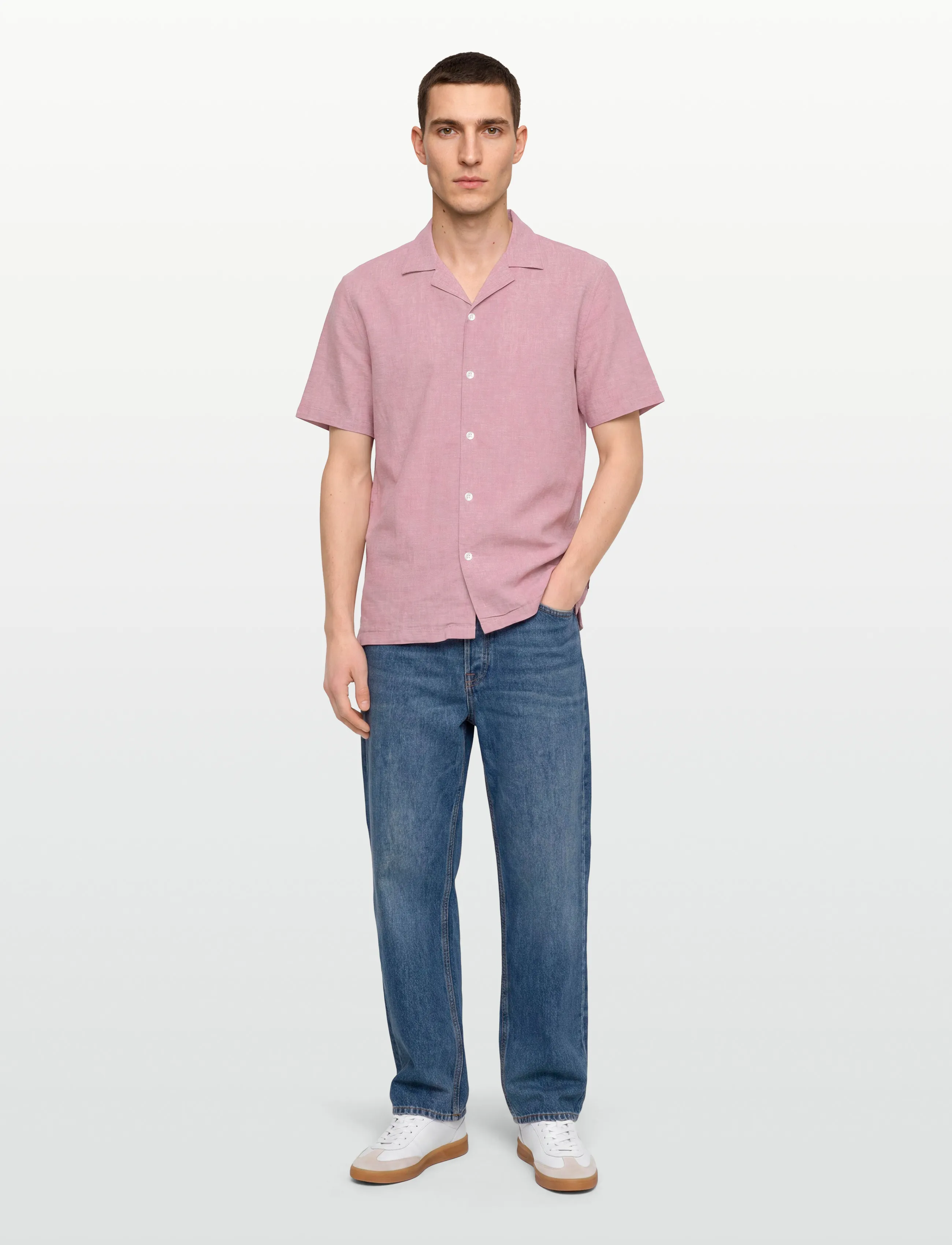 Lindbergh - Casual linen blend resort S/SCasual linen blend resort S/S - kortärmade skjortor - dusty rose - 0