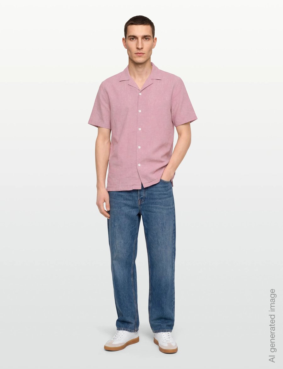 Lindbergh - Casual linen blend resort S/SCasual linen blend resort S/S - short-sleeved shirts - dusty rose - 0