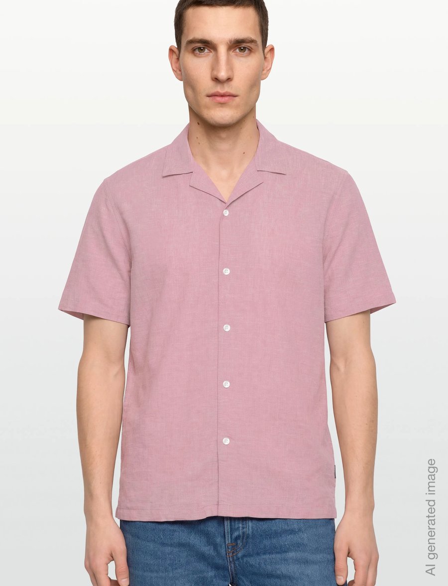 Lindbergh - Casual linen blend resort S/SCasual linen blend resort S/S - short-sleeved shirts - dusty rose - 3
