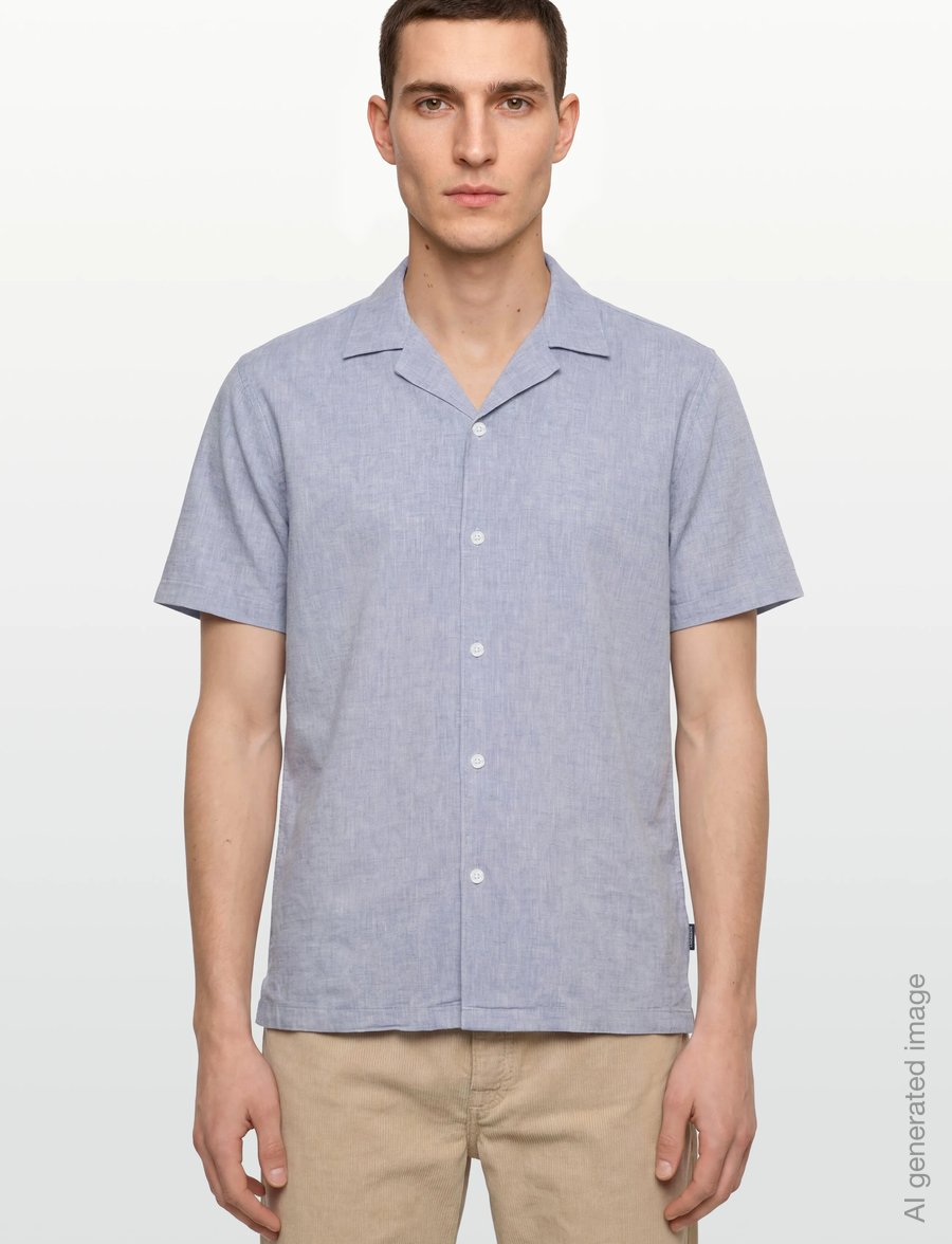 Lindbergh - Casual linen blend resort S/SCasual linen blend resort S/S - short-sleeved shirts - lt blue - 3