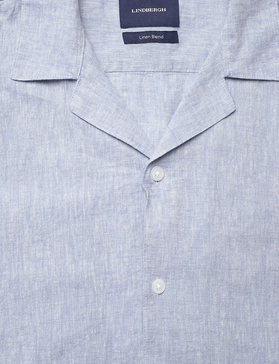 Lindbergh - Casual linen blend resort S/SCasual linen blend resort S/S - short-sleeved shirts - lt blue - 5