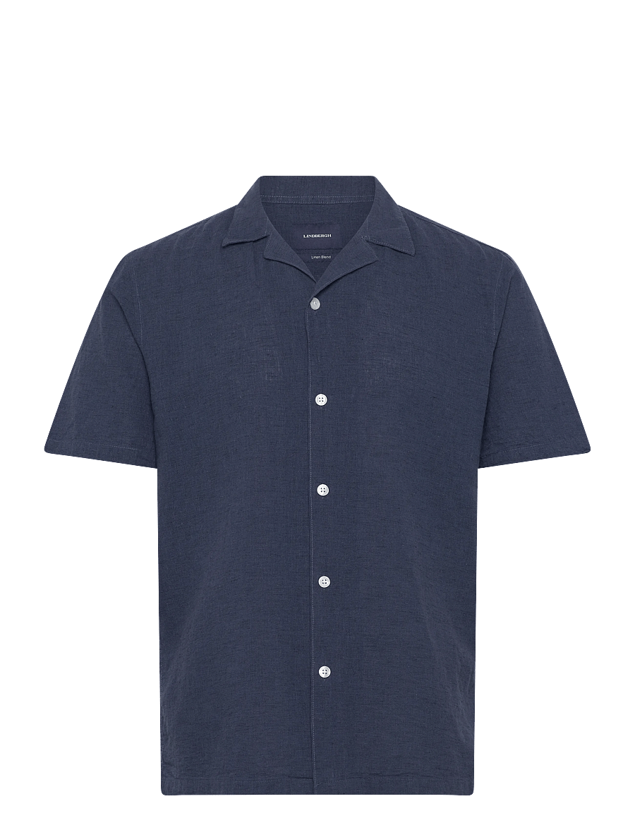 Lindbergh - Casual linen blend resort S/SCasual linen blend resort S/S - kortærmede skjorter - navy - 1
