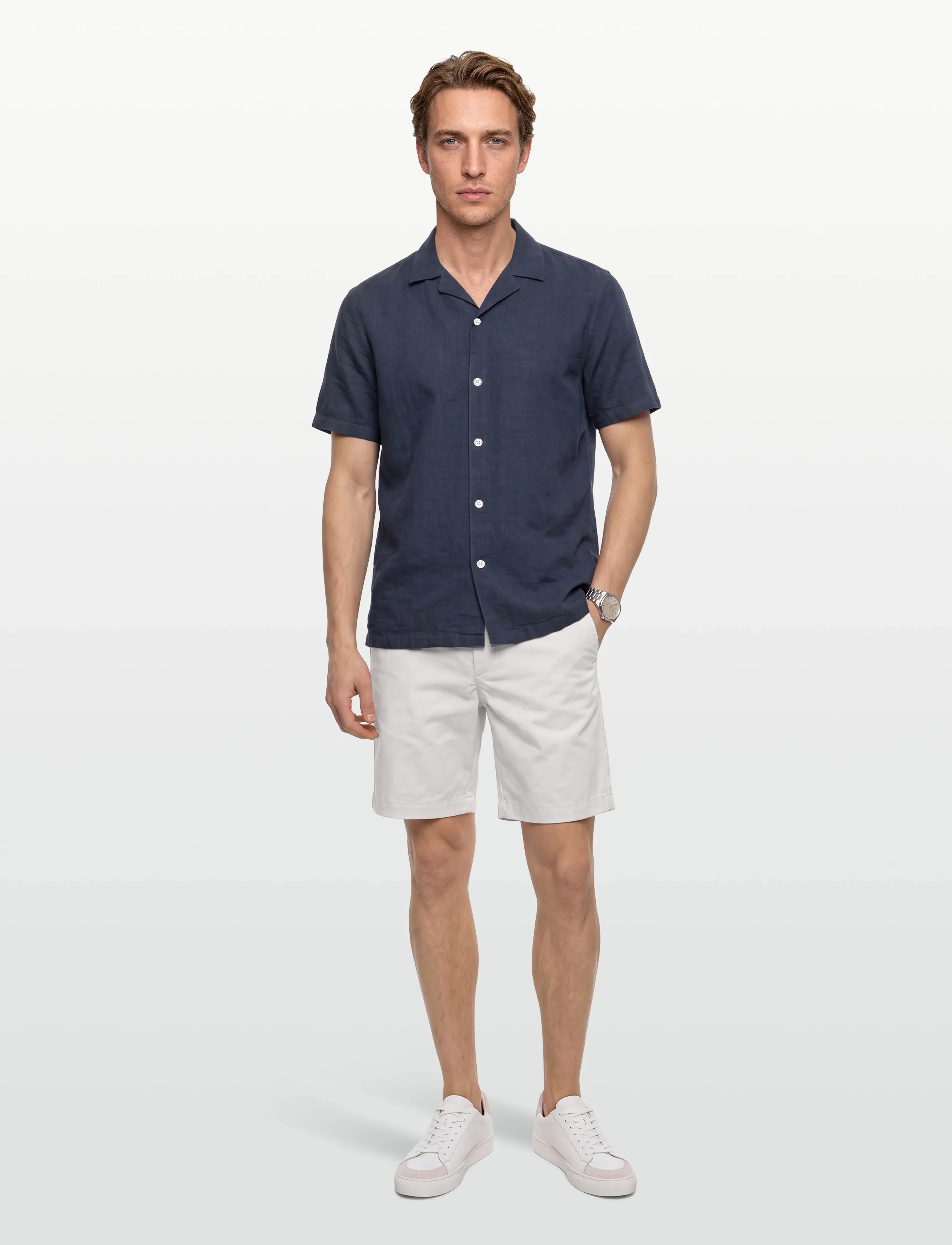 Lindbergh - Casual linen blend resort S/SCasual linen blend resort S/S - lühikeste varrukatega särgid - navy - 0