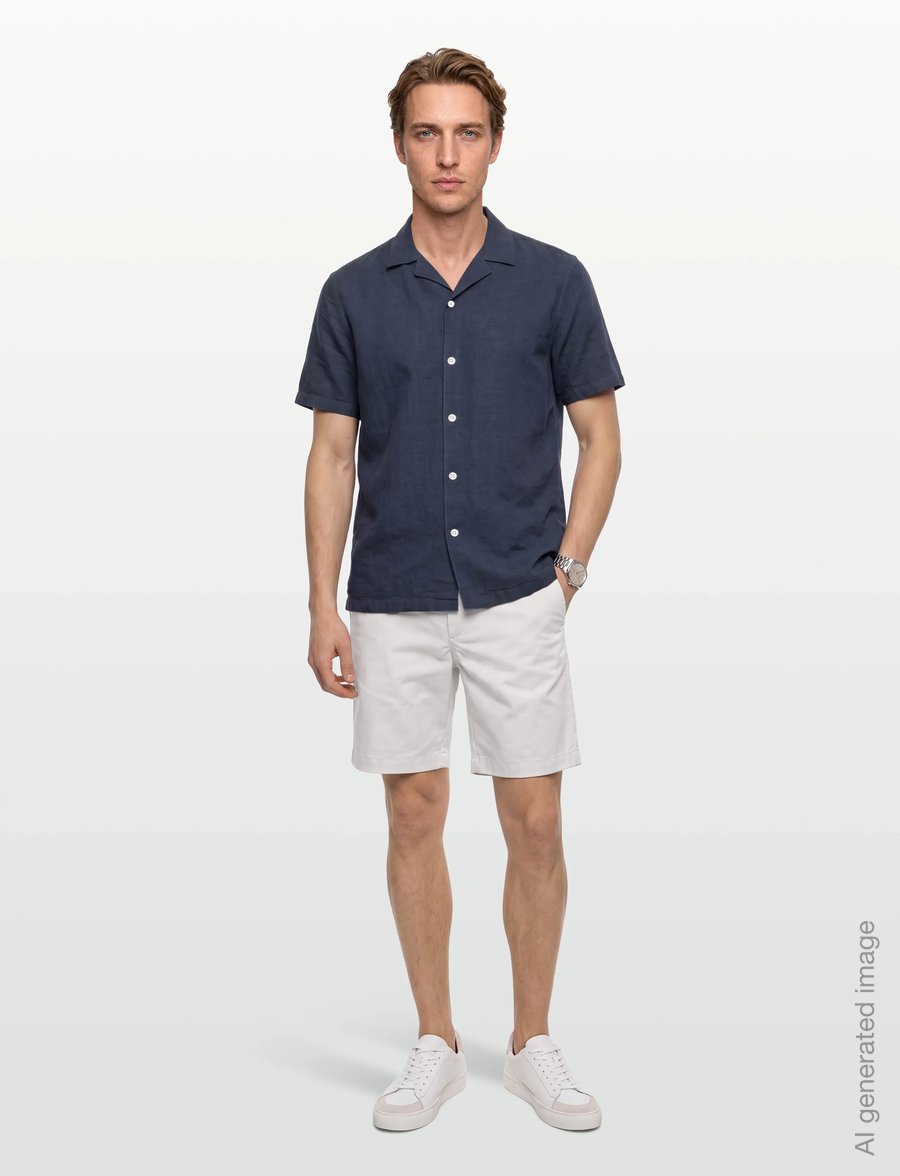 Lindbergh - Casual linen blend resort S/SCasual linen blend resort S/S - kortærmede skjorter - navy - 0