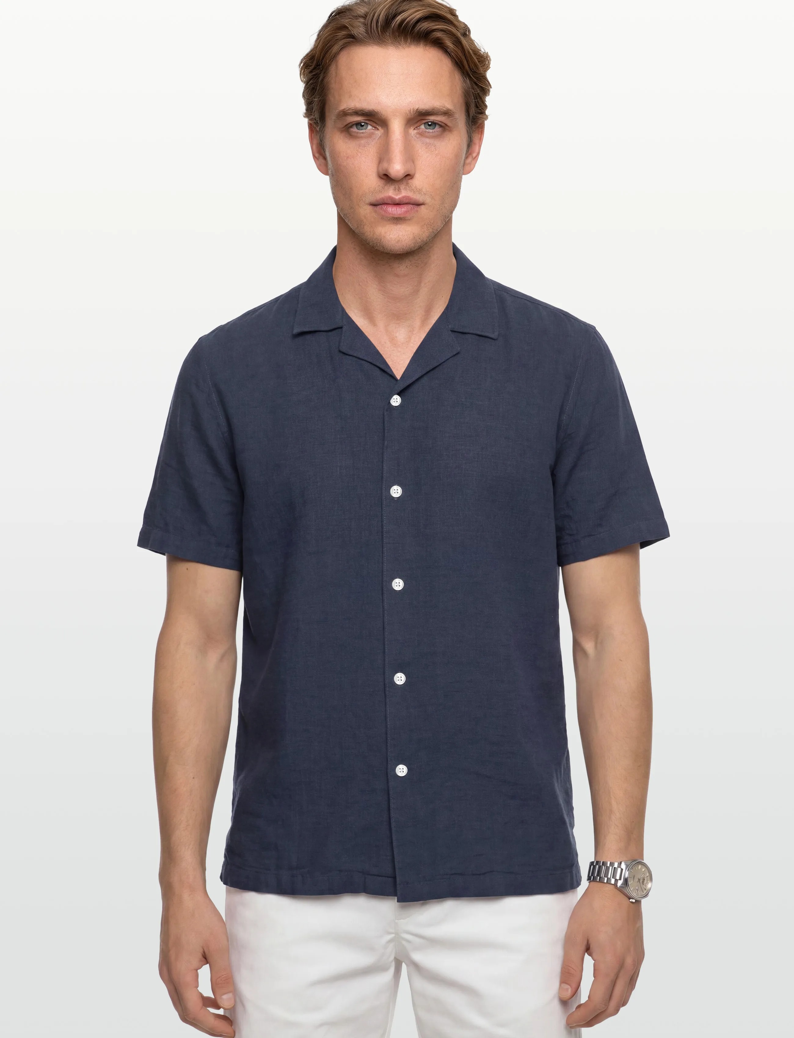 Lindbergh - Casual linen blend resort S/SCasual linen blend resort S/S - lühikeste varrukatega särgid - navy - 3