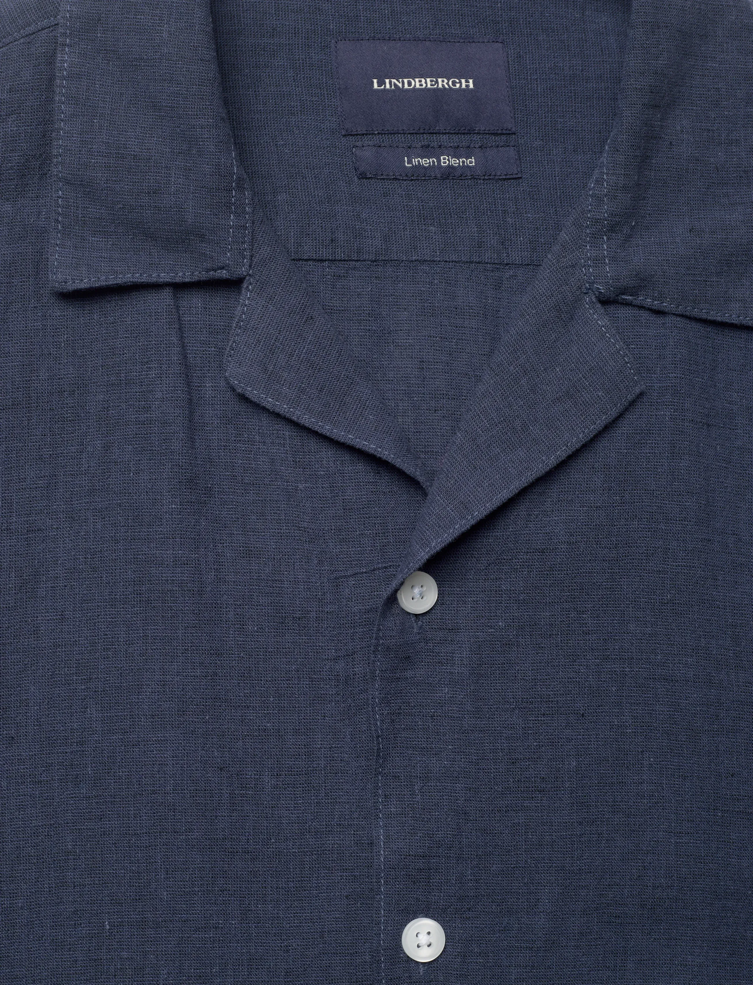 Lindbergh - Casual linen blend resort S/SCasual linen blend resort S/S - kurzarmhemden - navy - 2