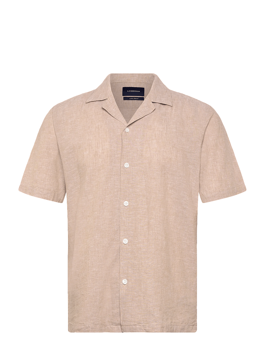 Lindbergh - Casual linen blend resort S/SCasual linen blend resort S/S - kurzarmhemden - sand - 1