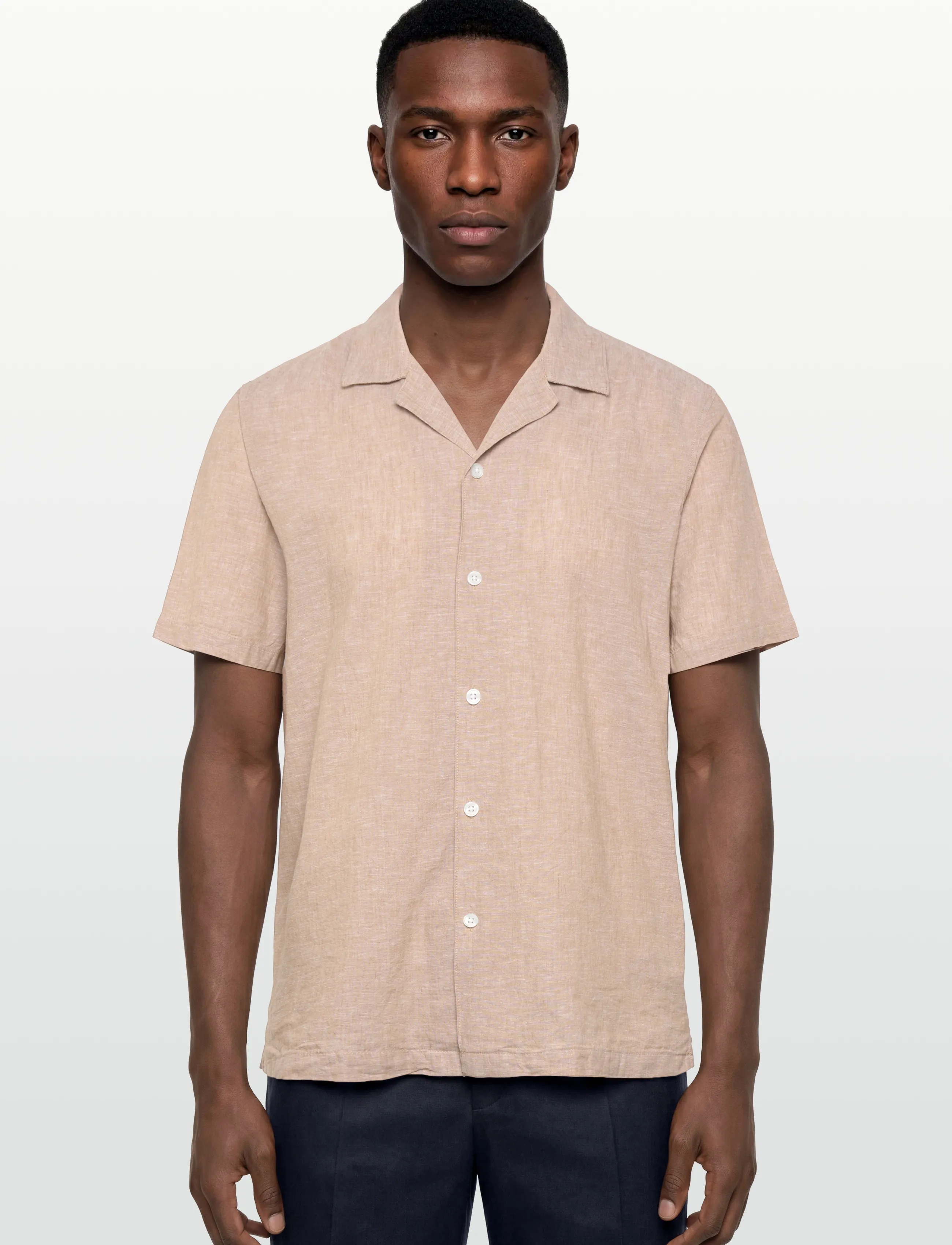 Lindbergh - Casual linen blend resort S/SCasual linen blend resort S/S - kortærmede skjorter - sand - 3