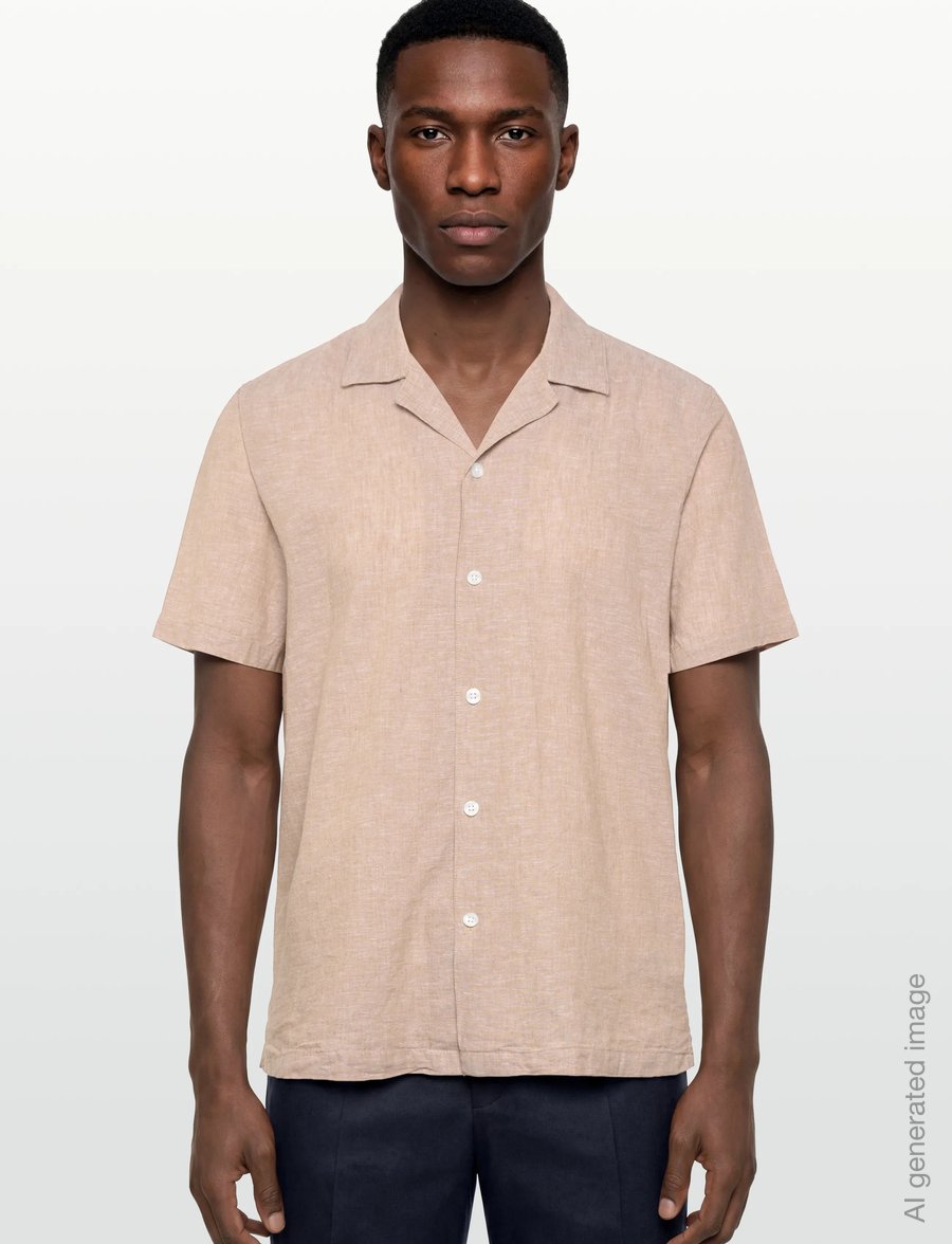 Lindbergh - Casual linen blend resort S/SCasual linen blend resort S/S - kurzarmhemden - sand - 3