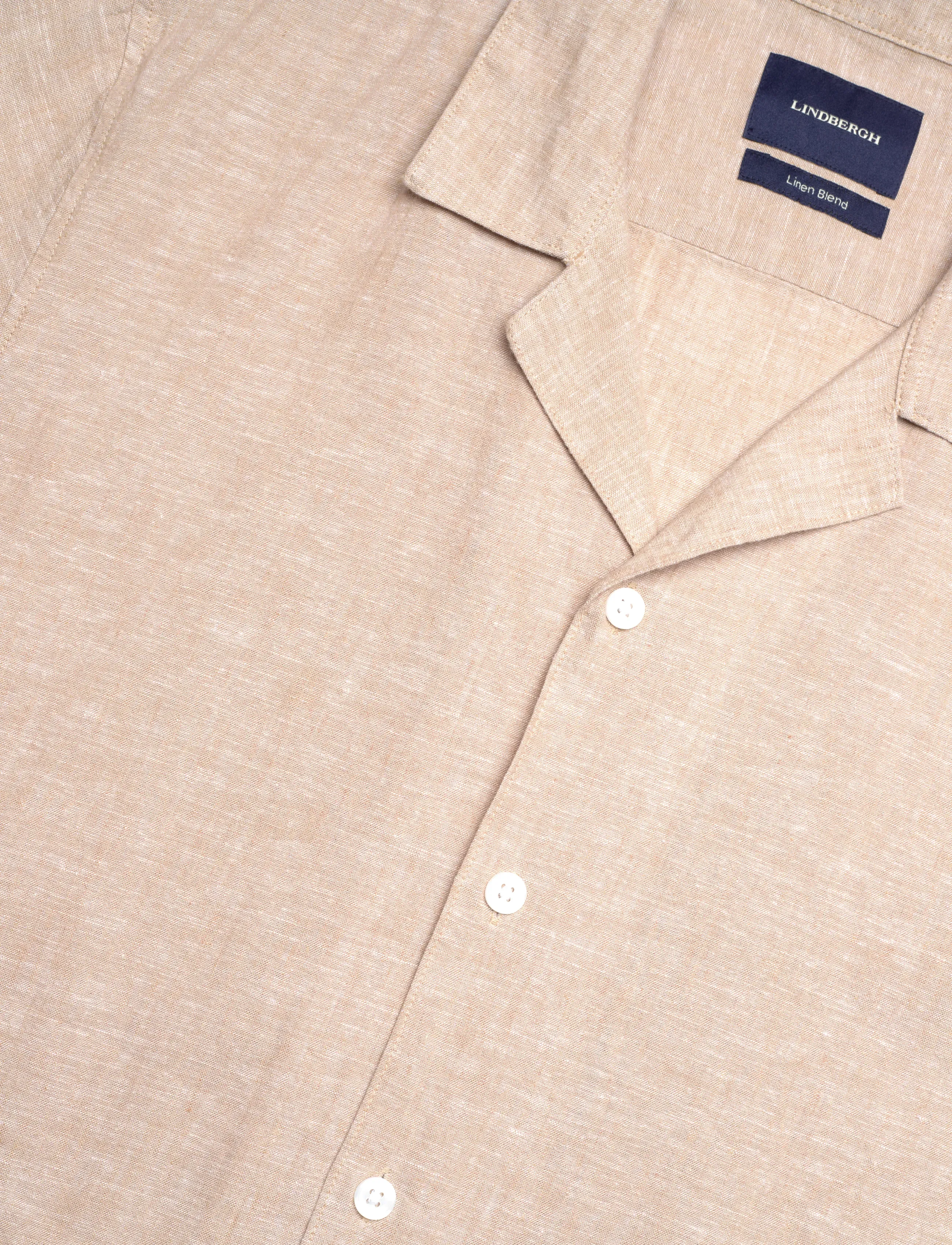 Lindbergh - Casual linen blend resort S/SCasual linen blend resort S/S - kortærmede skjorter - sand - 3
