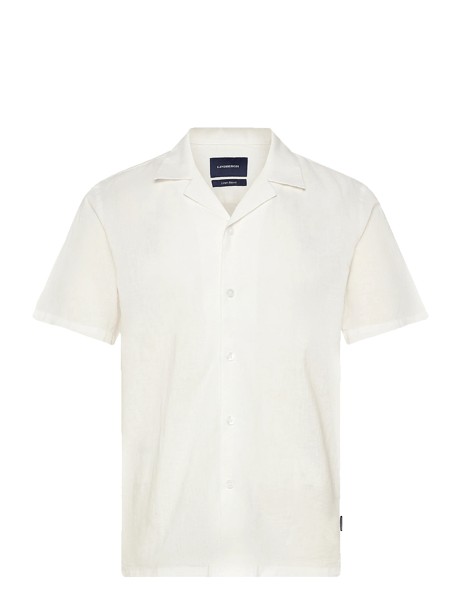 Lindbergh - Casual linen blend resort S/SCasual linen blend resort S/S - short-sleeved shirts - white - 1