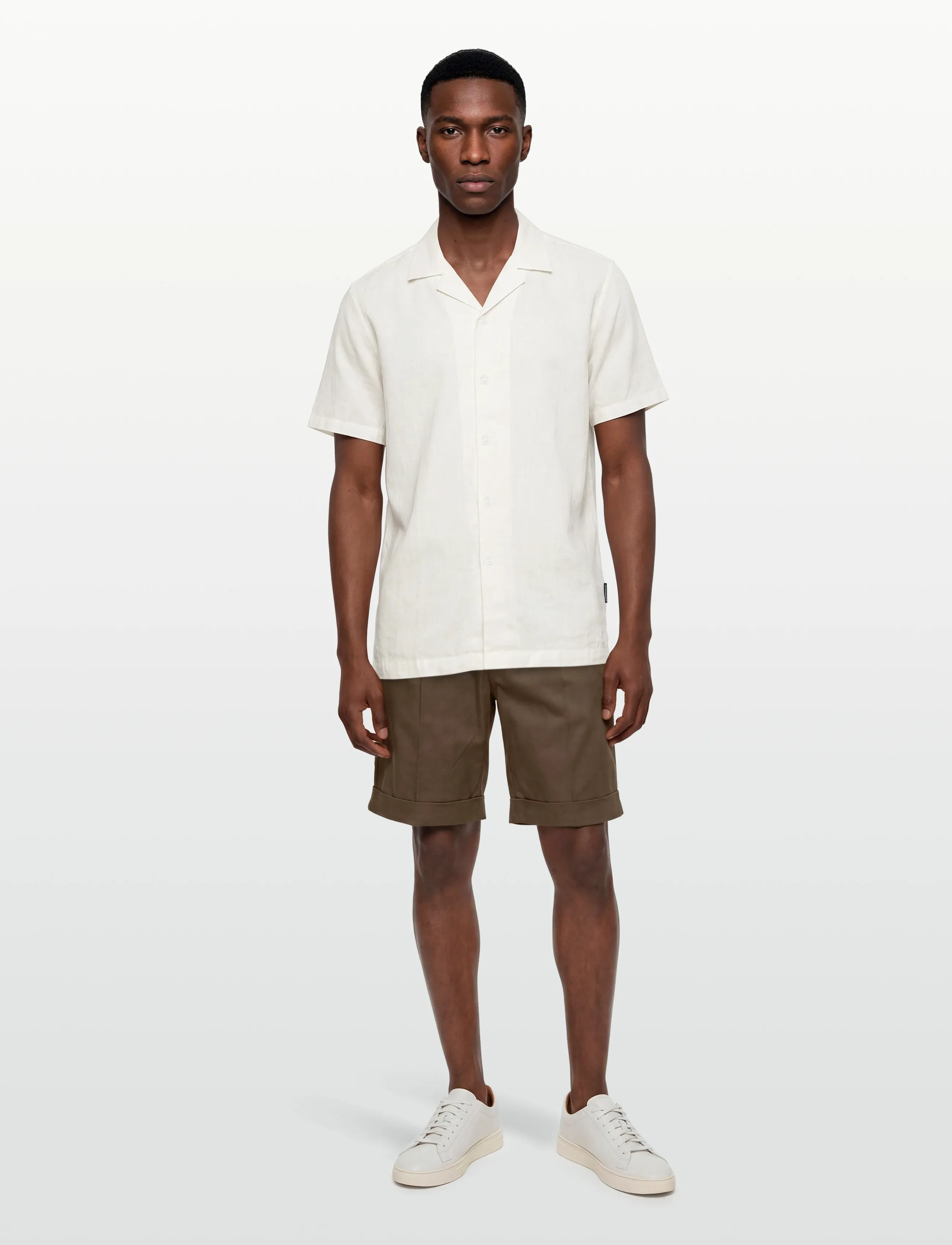 Lindbergh Casual Linen Blend Resort S/Scasual Linen Blend Resort S/S, M, White, Skjorter > Kortærmede Shirts, Herre
