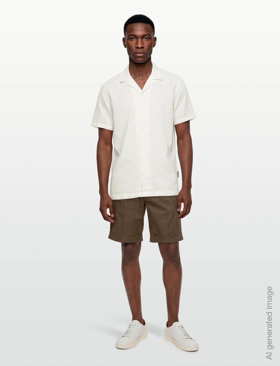 Lindbergh - Casual linen blend resort S/SCasual linen blend resort S/S - short-sleeved shirts - white - 0