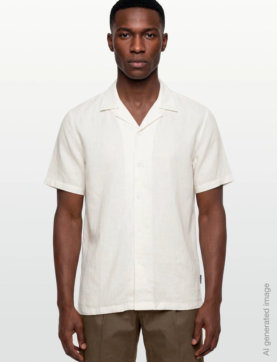 Lindbergh - Casual linen blend resort S/SCasual linen blend resort S/S - short-sleeved shirts - white - 3