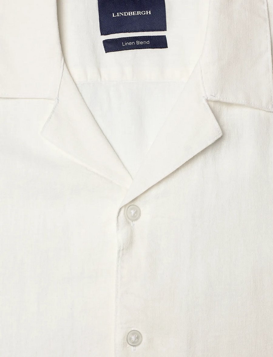 Lindbergh - Casual linen blend resort S/SCasual linen blend resort S/S - short-sleeved shirts - white - 5