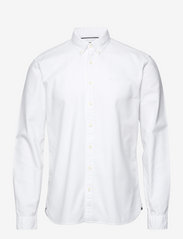 Lindbergh - Solid oxford shirt L/S - oksfordo marškiniai - white - 0