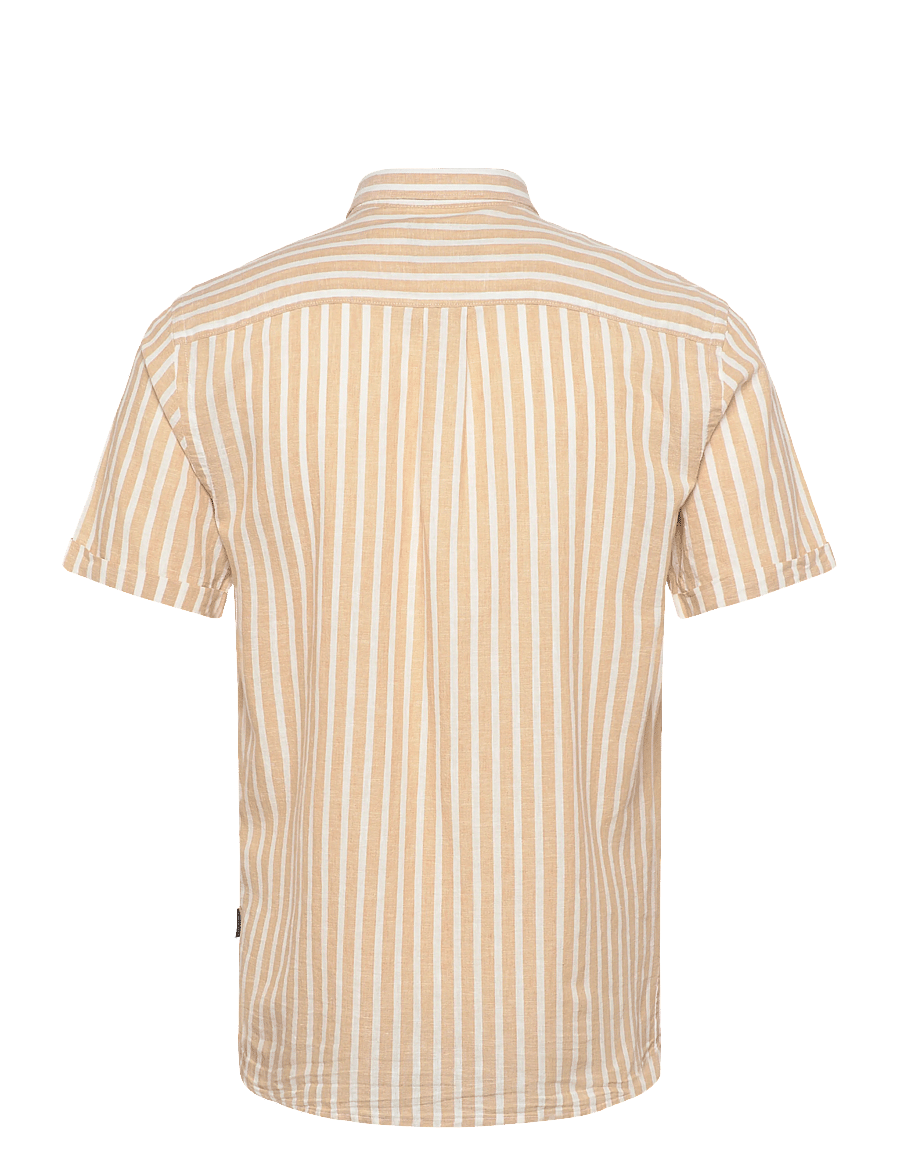 Lindbergh - Striped cotton/linen shirt S/SStriped cotton/linen shirt S/S - gestreifte hemden - mid sand - 1