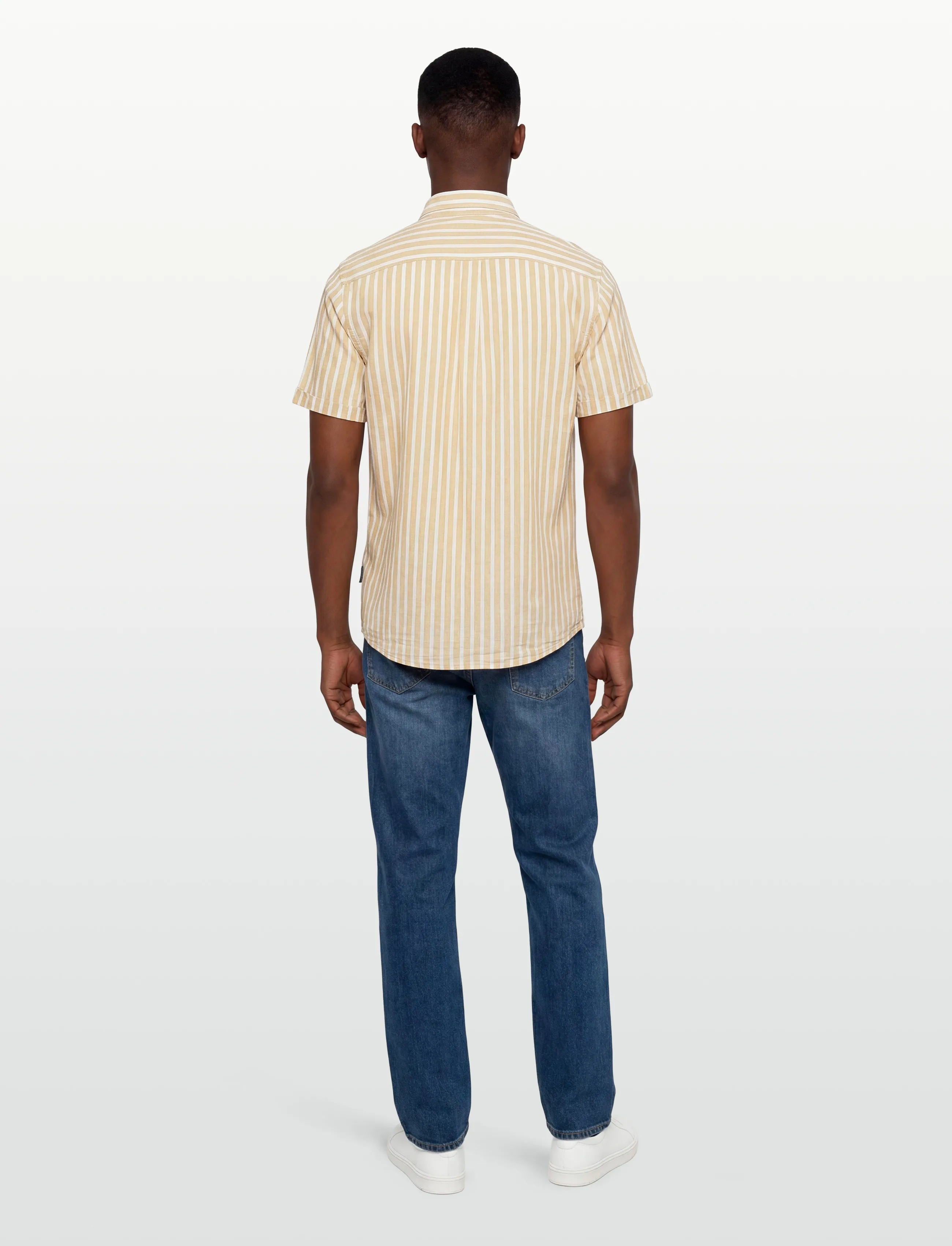 Lindbergh - Striped cotton/linen shirt S/SStriped cotton/linen shirt S/S - hørskjorter - mid sand - 4