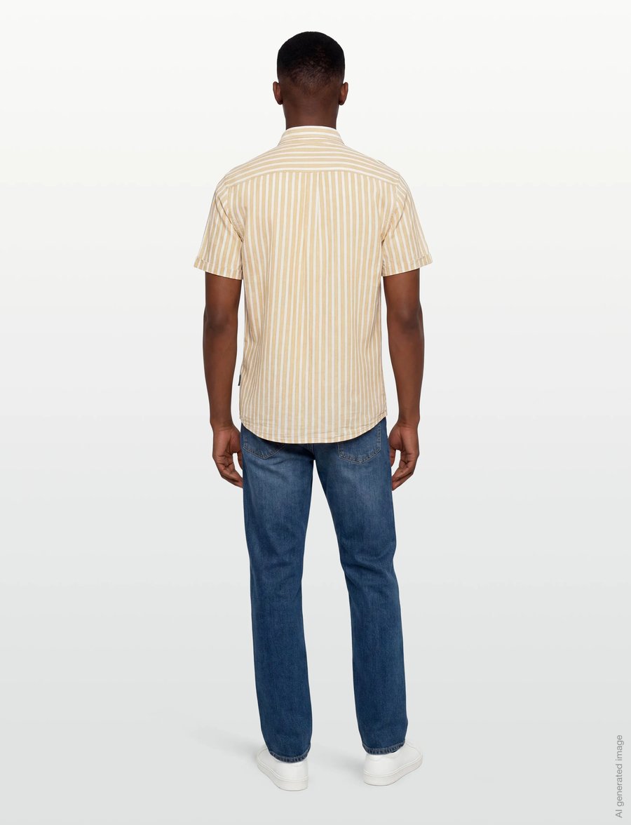 Lindbergh - Striped cotton/linen shirt S/SStriped cotton/linen shirt S/S - gestreifte hemden - mid sand - 4