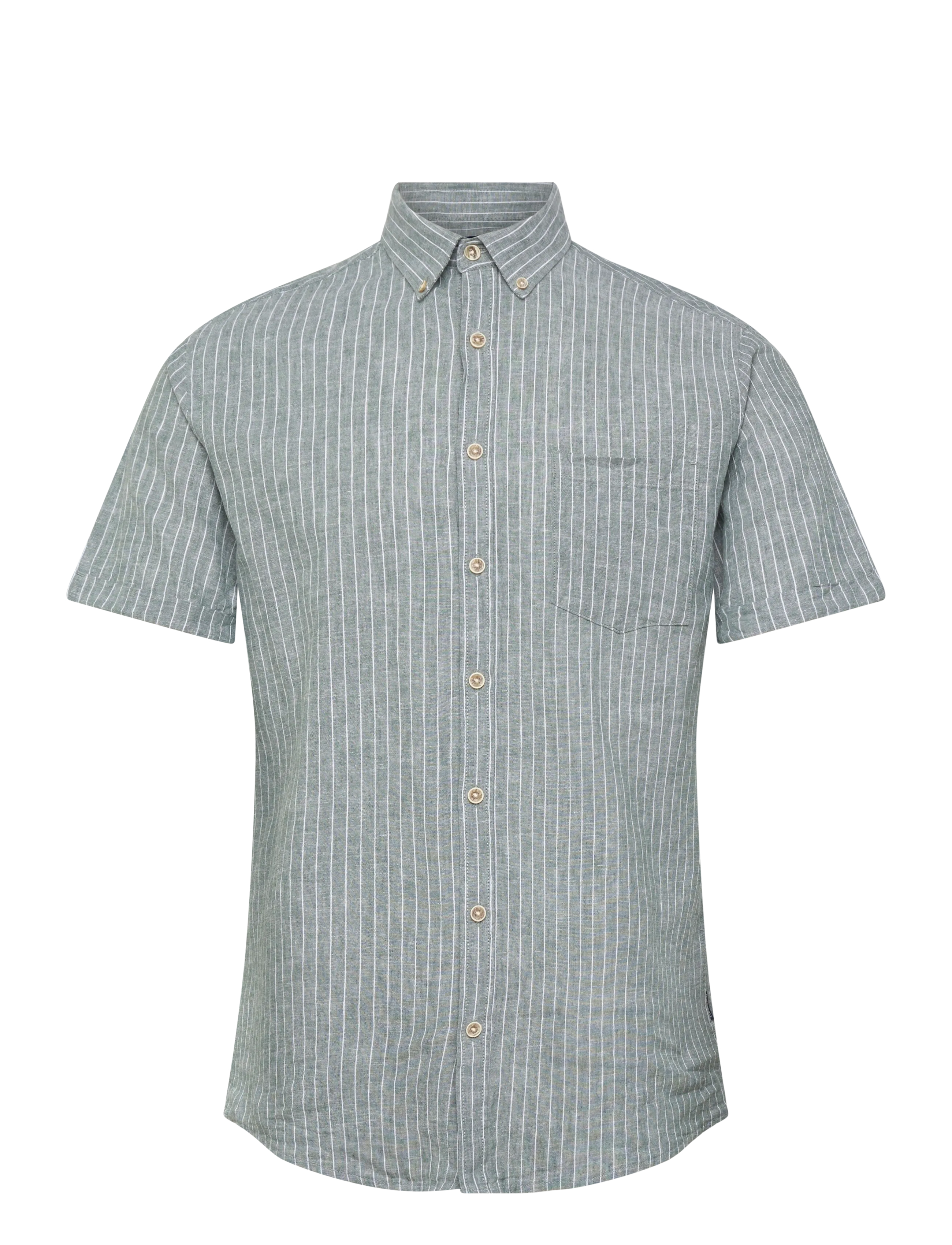 LINDBERGH Baumwolle/Linen Shirt S/Scotton/Linen Shirt S/S Grün - XXL - Herren