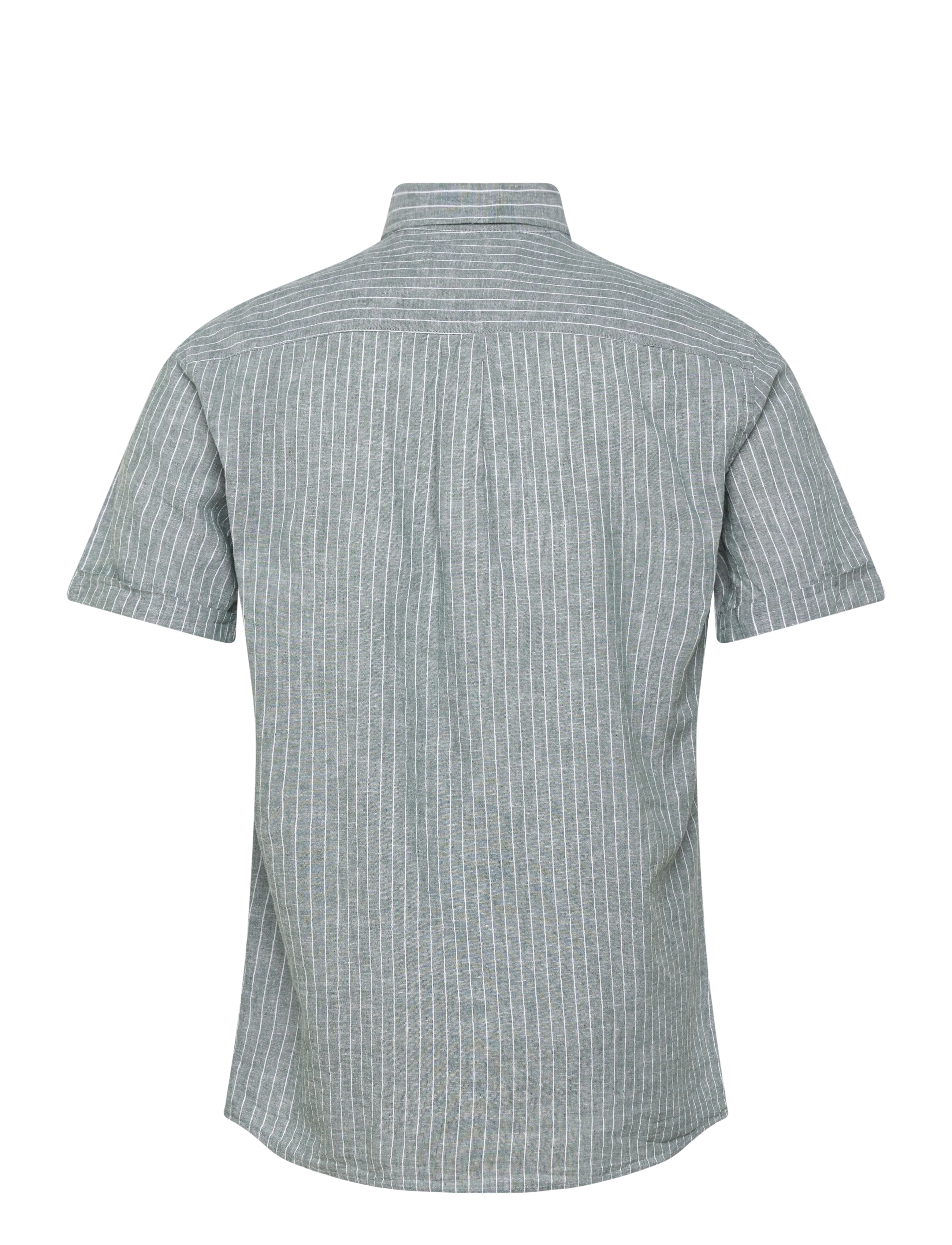 Lindbergh - Cotton/linen shirt S/SCotton/linen shirt S/S - stribede skjorter - faded green - 1