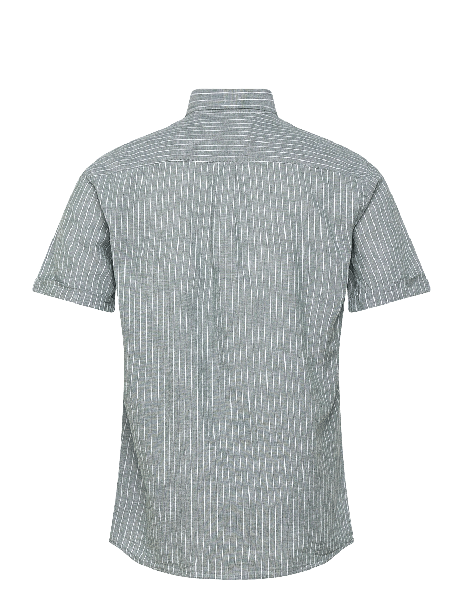 Lindbergh - Cotton/linen shirt S/SCotton/linen shirt S/S - stribede skjorter - faded green - 1
