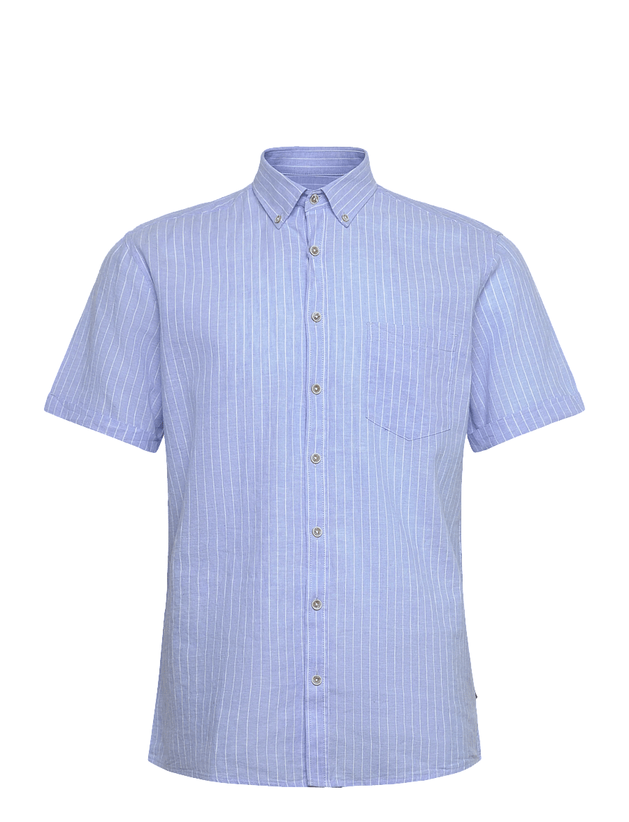 Lindbergh - Cotton/linen shirt S/SCotton/linen shirt S/S - stribede skjorter - lt blue - 0