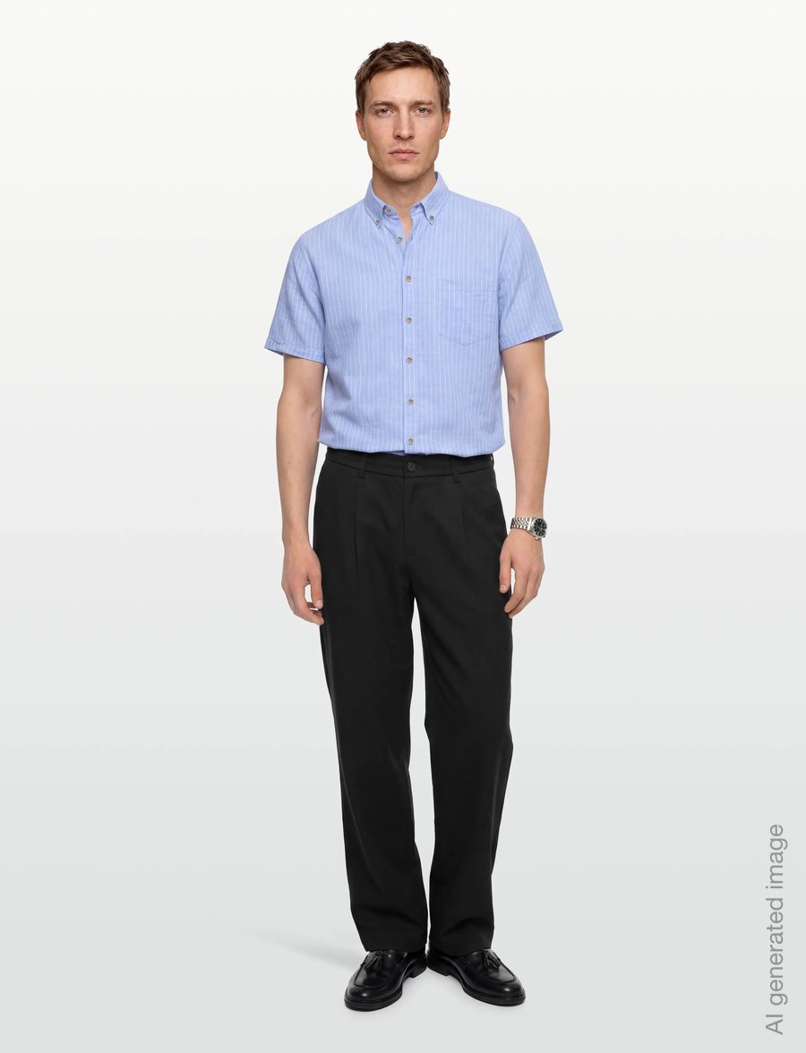 Lindbergh - Cotton/linen shirt S/SCotton/linen shirt S/S - gestreifte hemden - lt blue - 0