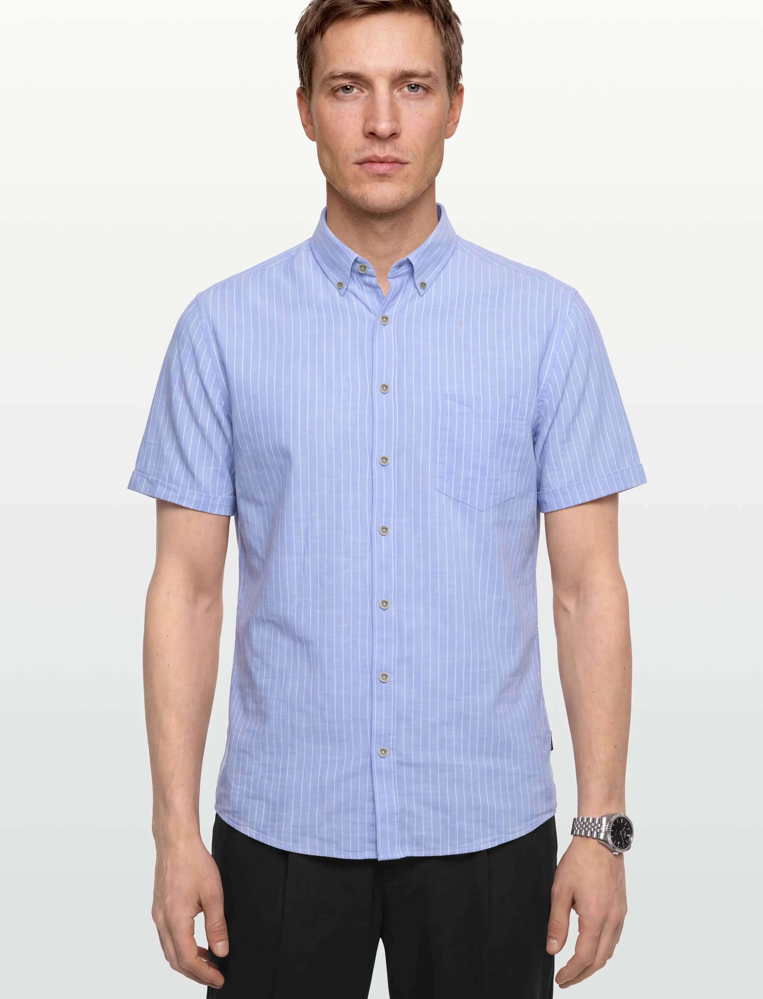 Lindbergh - Cotton/linen shirt S/SCotton/linen shirt S/S - leinenhemden - lt blue - 3