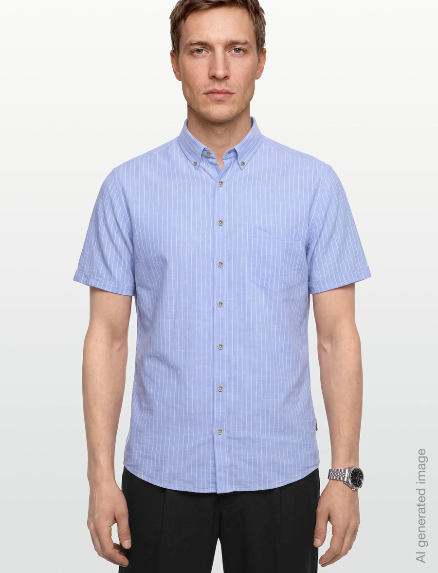 Lindbergh - Cotton/linen shirt S/SCotton/linen shirt S/S - gestreifte hemden - lt blue - 3