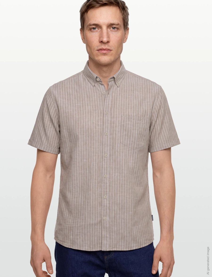 Lindbergh - Cotton/linen shirt S/SCotton/linen shirt S/S - gestreifte hemden - mid sand - 3