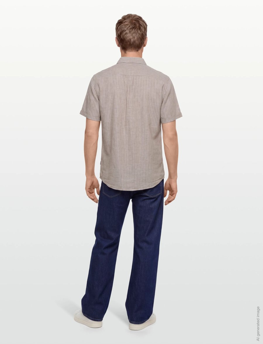 Lindbergh - Cotton/linen shirt S/SCotton/linen shirt S/S - gestreifte hemden - mid sand - 4
