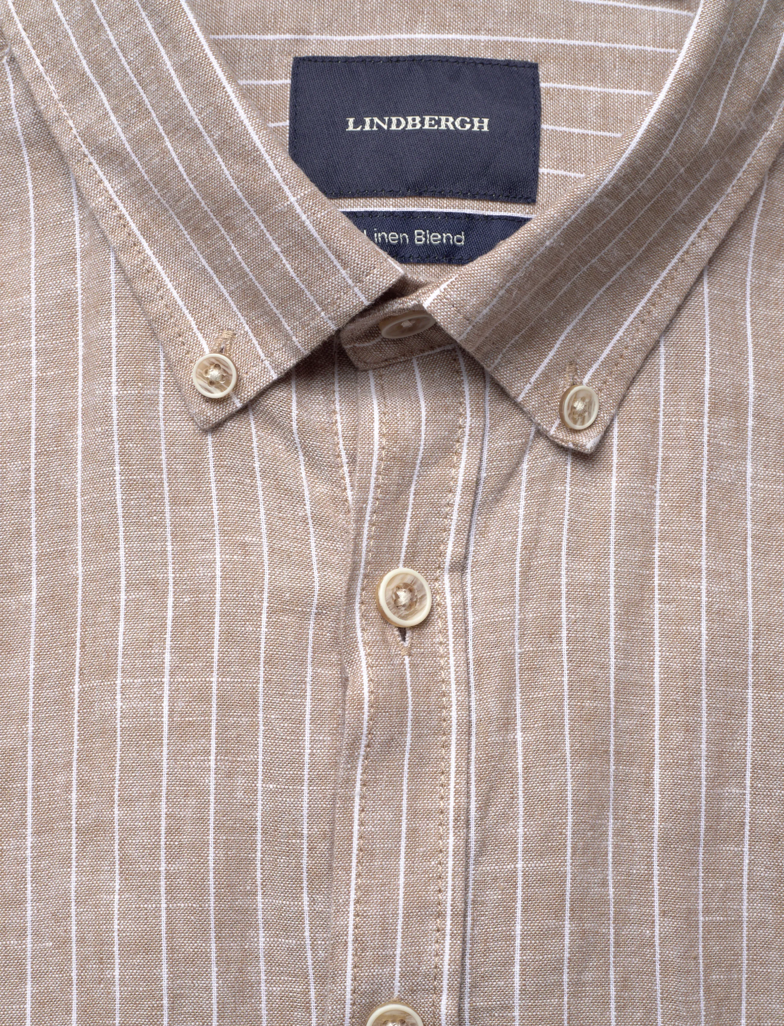 Lindbergh - Cotton/linen shirt S/SCotton/linen shirt S/S - gestreifte hemden - mid sand - 2